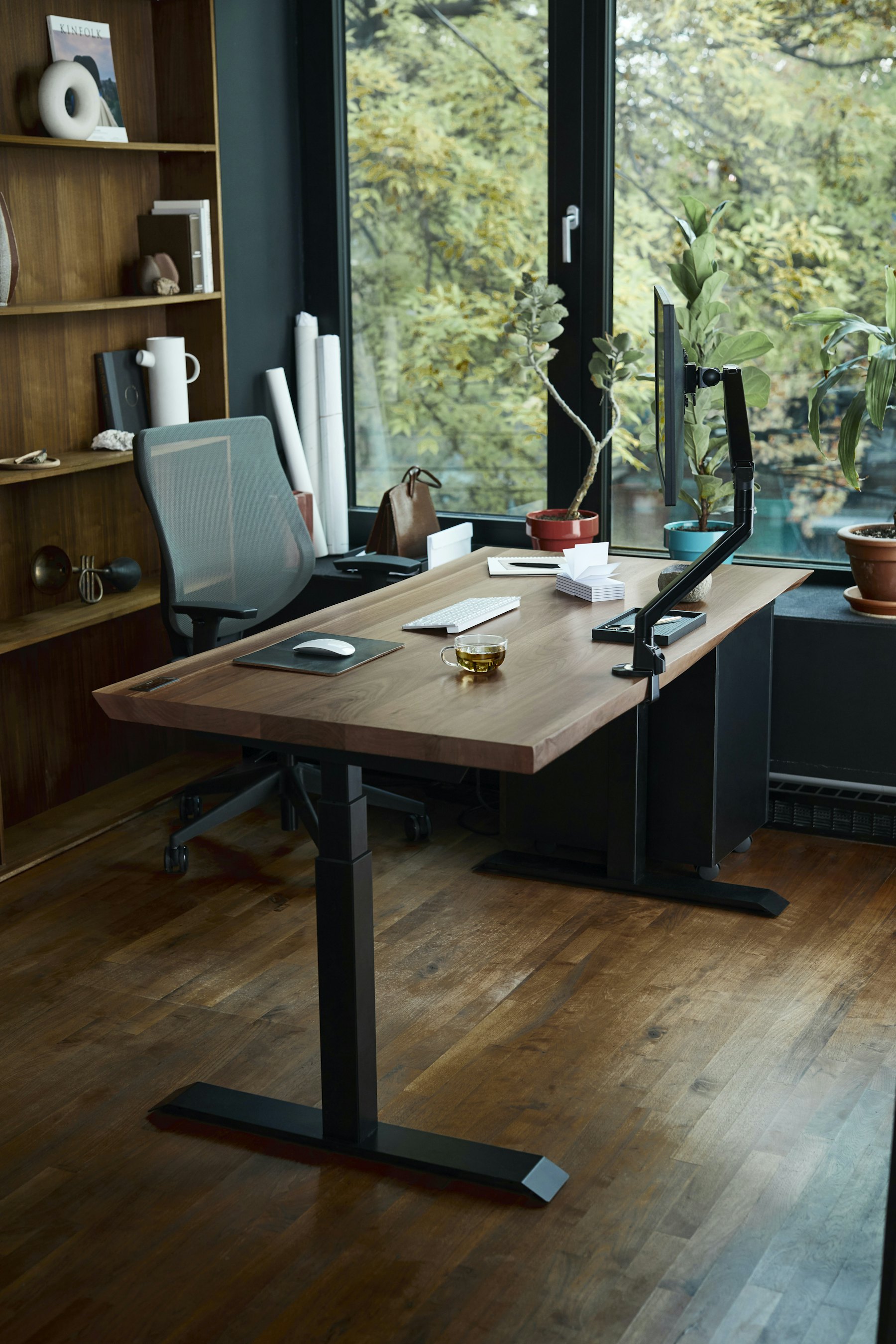 Home office with standing desk
