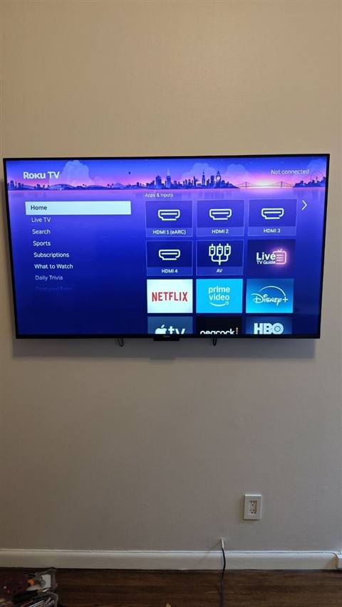 TV mounted on wall